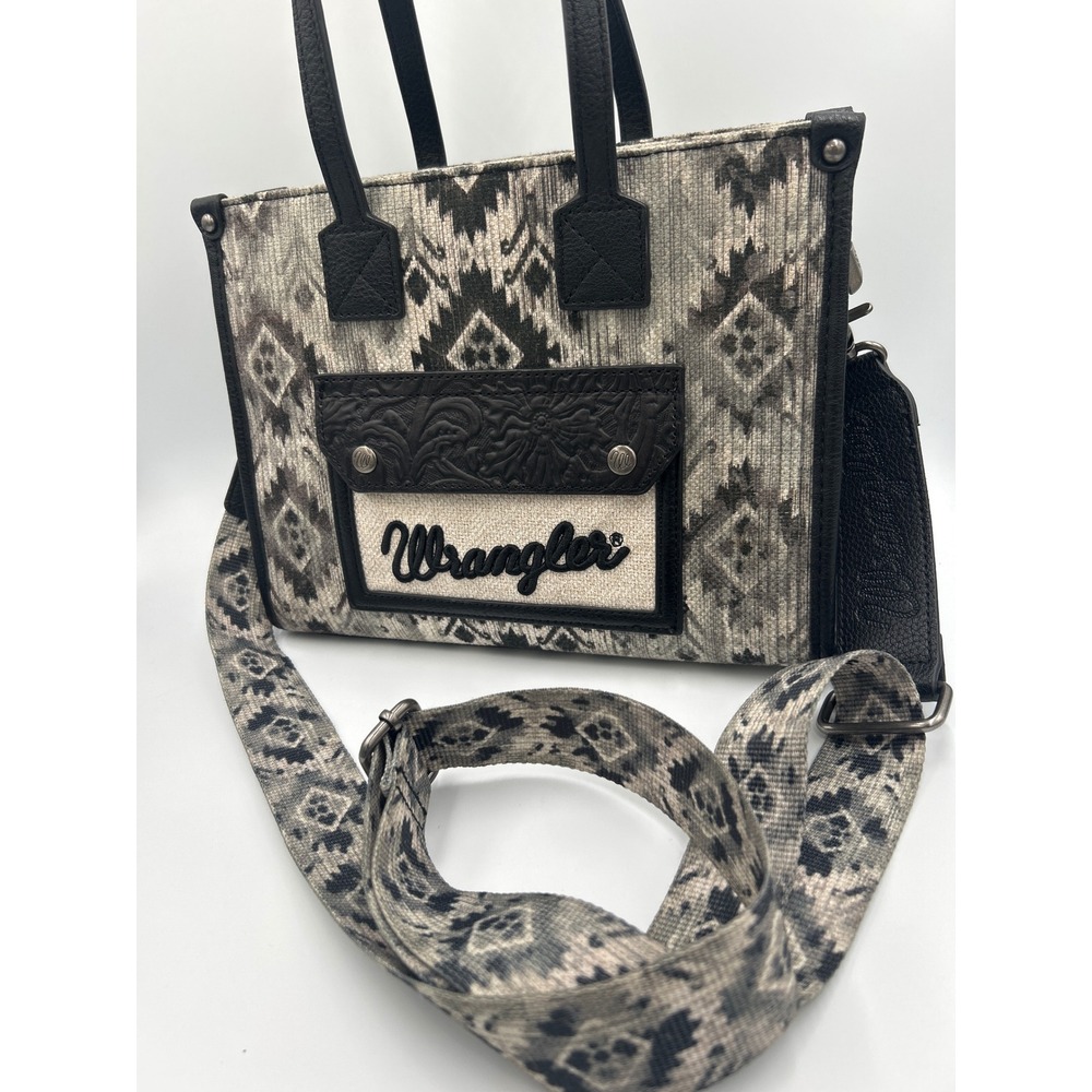 Wrangler Aztec‎ Print Crossbody Tote Bag Grey Black Western Handbag WG-102-GY